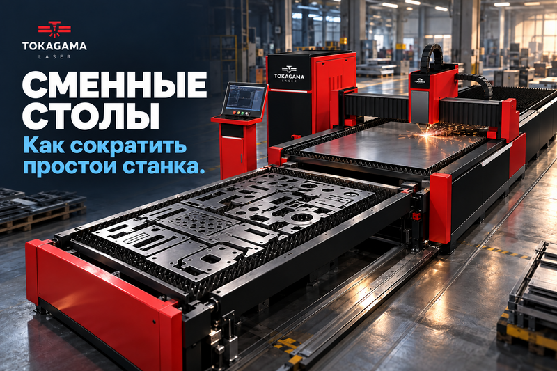 Система сменных столов (паллет) на лазерных станках Tokagama: принцип работы и преимущества