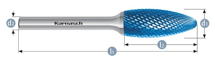 Борфреза язычок пламени, покрытие BLUE-TEC, арт.115072035