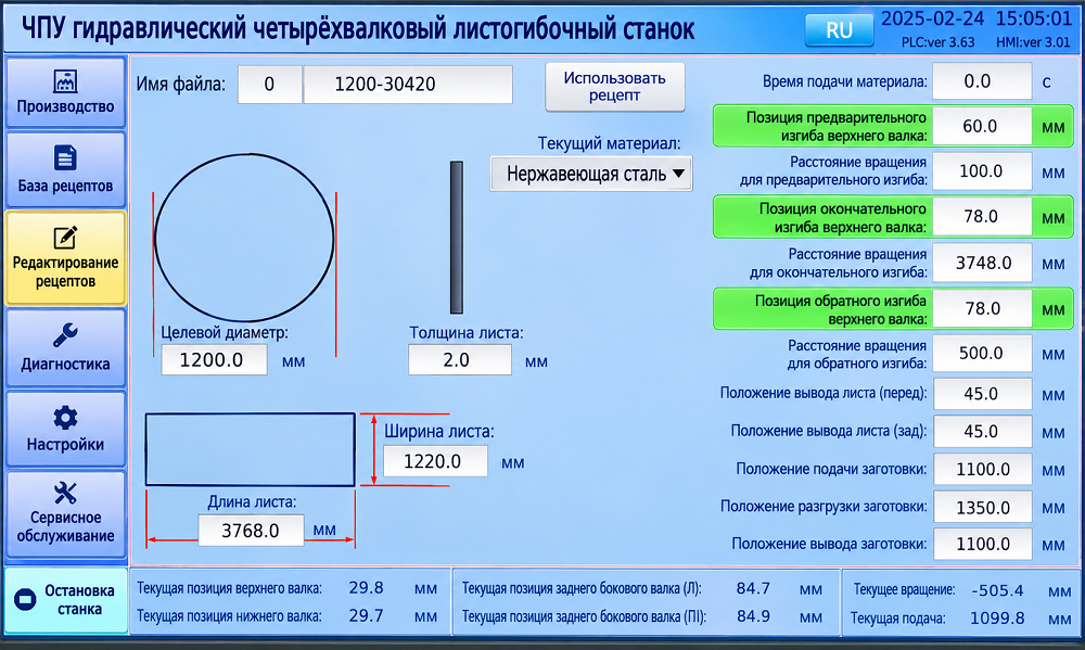 Четырехвалковый гидравлический станок с ЧПУ YR4-6×1500
