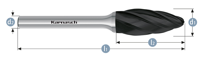 Борфреза язычок пламени, покрытие BLACK-TEC, арт.115075035