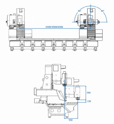 4-осевой обрабатывающий центр с подвижной колонной HITIC PDE4D-CNC4500 FANUC